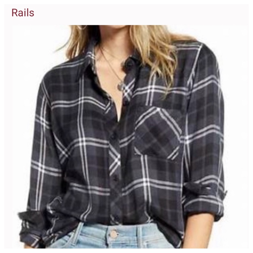 RAILS HUNTER LONG SLEEVE BUTTON DOWN SHIRT coal - white